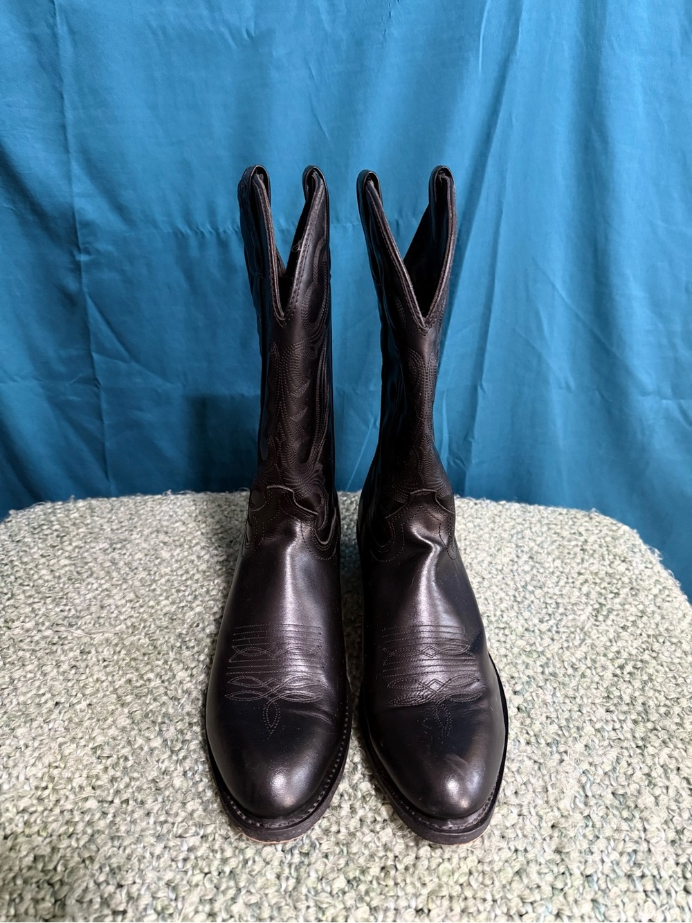 Men's Guide Gear All Black Leather Cowboy Boots - Classic Cowboy Style